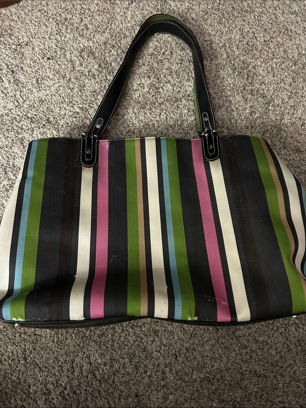 Kate Spade Striped Multicolor Tote Bag - Pink, Green, Blue